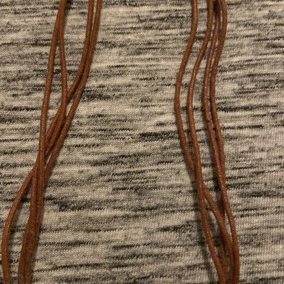 Multi-Stone Brown Triangular Statement Necklace on Brown Cords Costume Jewelry - Picture 8 of 11